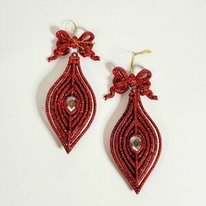 RIBBON CHRISTMAS ORNAMENT SET OF 2